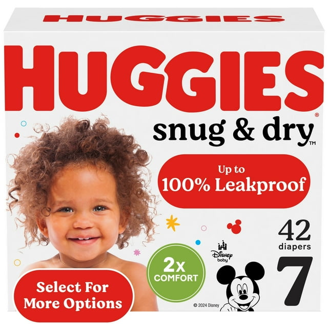 Huggies Snug & Dry Baby Diapers, Size 7 (41+ lbs), 42 Ct (Select for