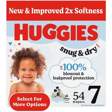Huggies Snug & Dry Baby Diapers, Size 7 (41  lbs), 54 Ct (Select for More)