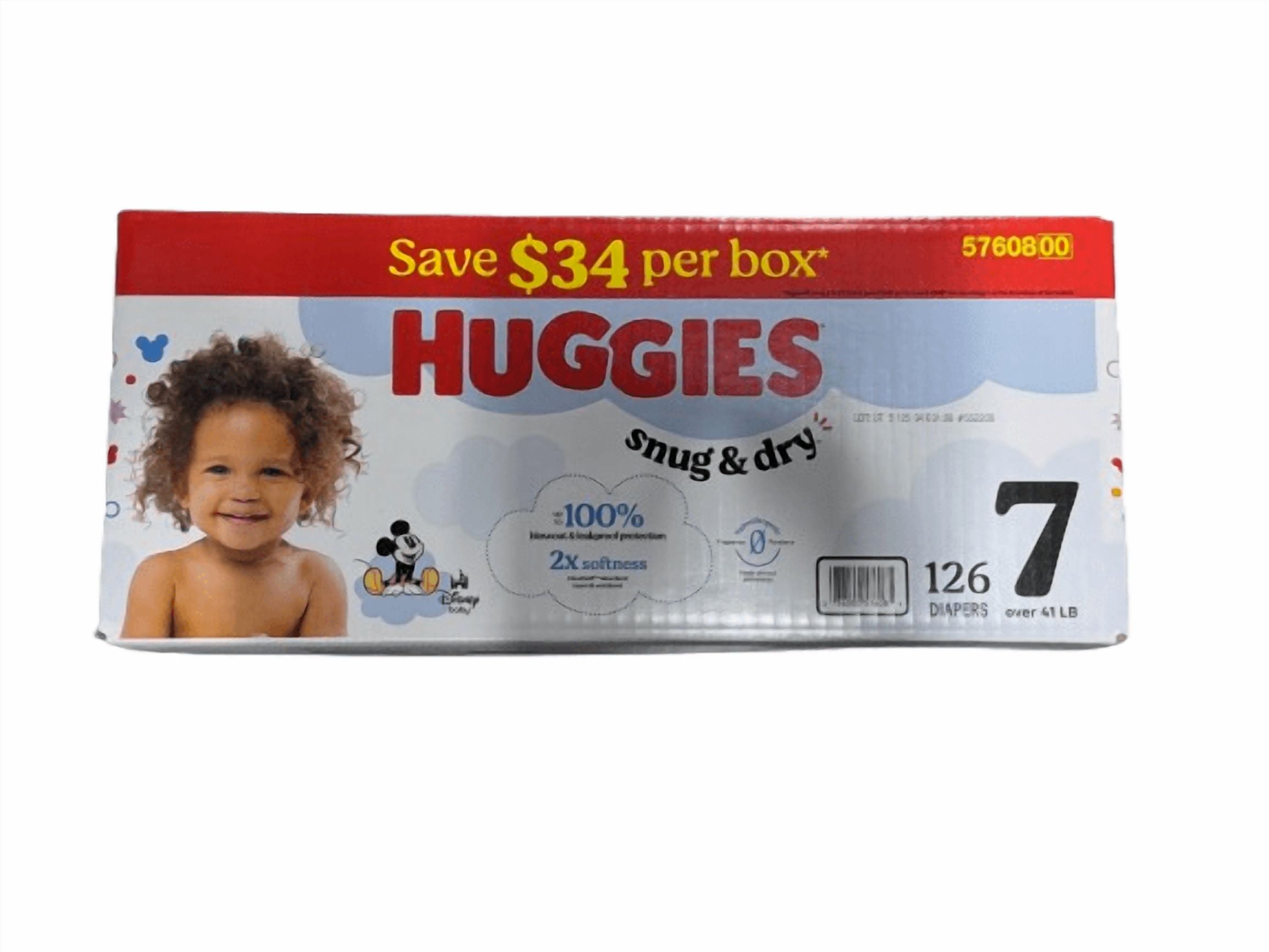 Huggies Snug & Dry Leakproof Baby Diapers, Size 7 (Over 41 lb), 126 Count