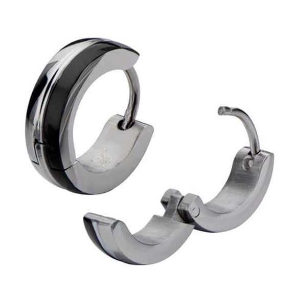 Huggies Stainless Steel Earrings, IP Black