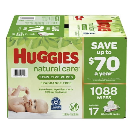 Huggies Unscented Natural Care Sensitive Baby Wipes, 1,088 ct.