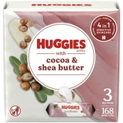 Huggies Sensitive Skincare Baby Wipes with Cocoa & Shea Butter, Unscented, 3 Packs (168 Total Wipes)