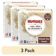 (3 pack) Huggies Wipes with Oat, Aloe & Vitamin E, Unscented, 1 Pack, 56 Total Ct (Select for More Options)