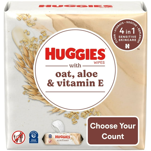 Huggies Wipes with Oat, Aloe & Vitamin E, Unscented, 1 Pack, 56 Total Ct