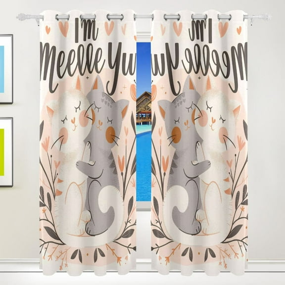 Hugging Cats Painting Blackout Curtains for Living Room Bedroom 55W x 72/84L Insulated Window Drapes 2 Panels