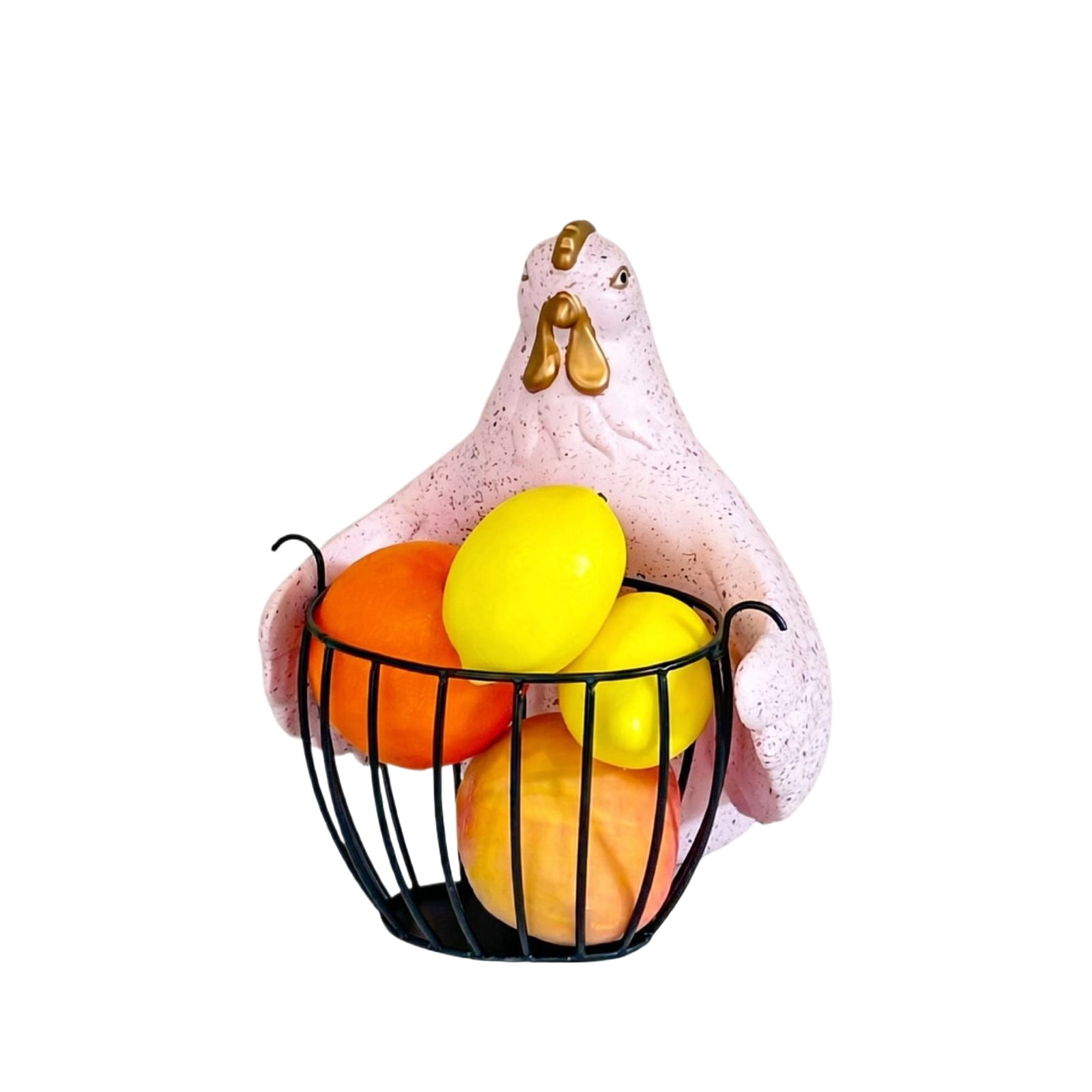 Hugging Chicken Egg Basket, Storage Basket for Desktop, Cute Chicken Animal Design Kitchen Egg Basket, Gifts for Home and Table Decor, Pink