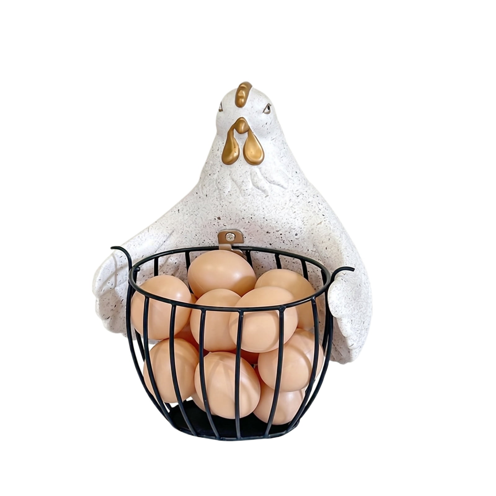 Hugging Chicken Egg Basket, Storage Basket for Desktop, Cute Chicken Animal Design Kitchen Egg Basket, Gifts for Home and Table Decor, White