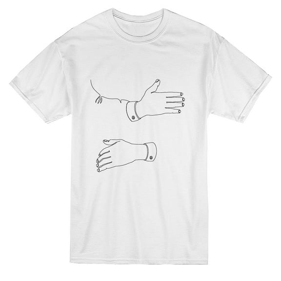 Hugging Hands Outline Graphic Men White T-Shirt, Male Medium