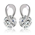 thumbnail image 1 of Hugging IOBI Crystals Stud Earrings 14K White Gold Plated for Women Special Occasion Holiday Birthday Bridal Everyday Wear, 1 of 8