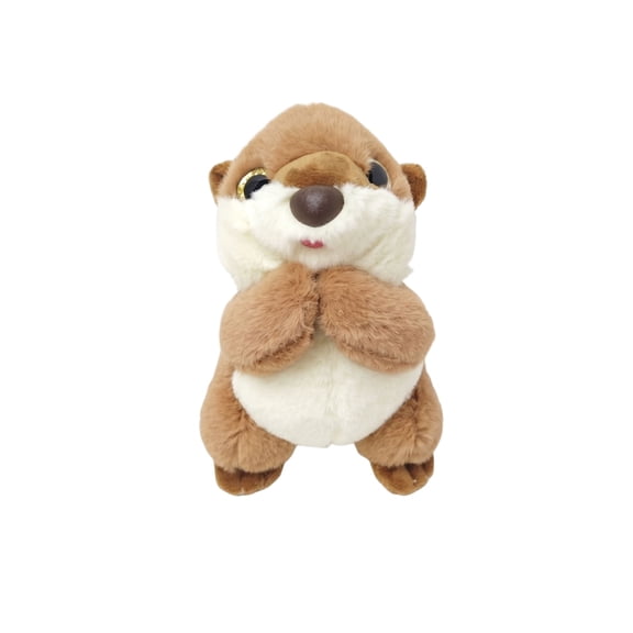 Hugging Otter Plush Soft Brown Wildlife Stuffed Animal with Praying Hands Pose for Nature Lovers and Calming Room Accents