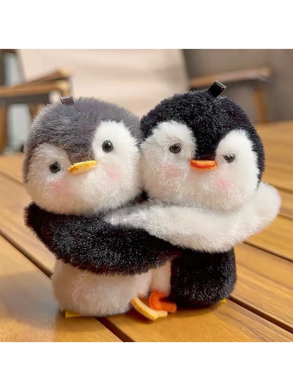 Hugging Penguin Keychain Set, Usupdd Detachable Cute Plush Couple Keychains, Soft Short Plush Filled Keychain Accessory for Backpack Purse Car