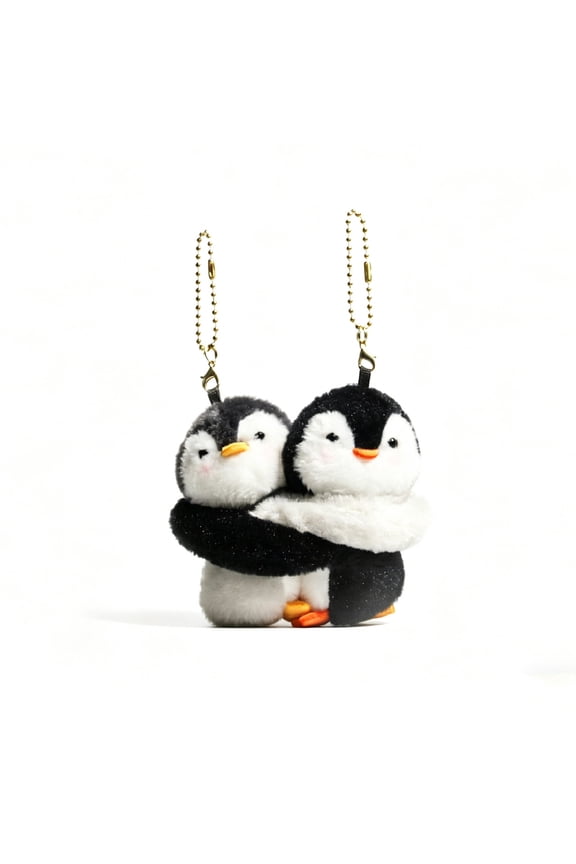 Hugging Penguin Keychain Toy,Soft Plush Cute Fidget Toy,Stress Relief Couple Pendant Toy,Detachable Keyring Stress Toy,Anti Anxiety Hand Grip Toy,Portable Bag Charm Toy