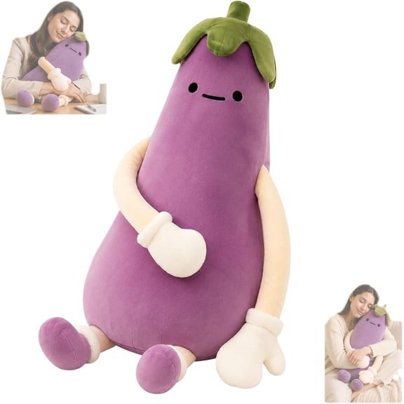 Hugging Pillow with Warmth and Patting, plush hugging pillow, Plush Comfort Companion for Adults, Cozy Cuddle Hug Pillow Gentle Tap Buddy(Eggplant (Upgraded)(90 CM)