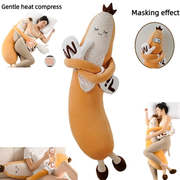 Hugging Pillow for Adults,Plush Buddy with Voice Recording&Rhythmic Patting,Emotional Support Stuffed Animal for Anxiety Relief Gift,banana tapping,L