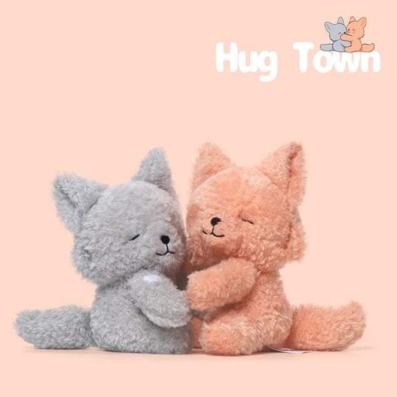 Hugging Plush Stuffed Foxs Pair 8.7 Inch Scented Plushies with Hook and Loop Fastener and Ultra Soft Fabric for Decorative Support and Social Companionship