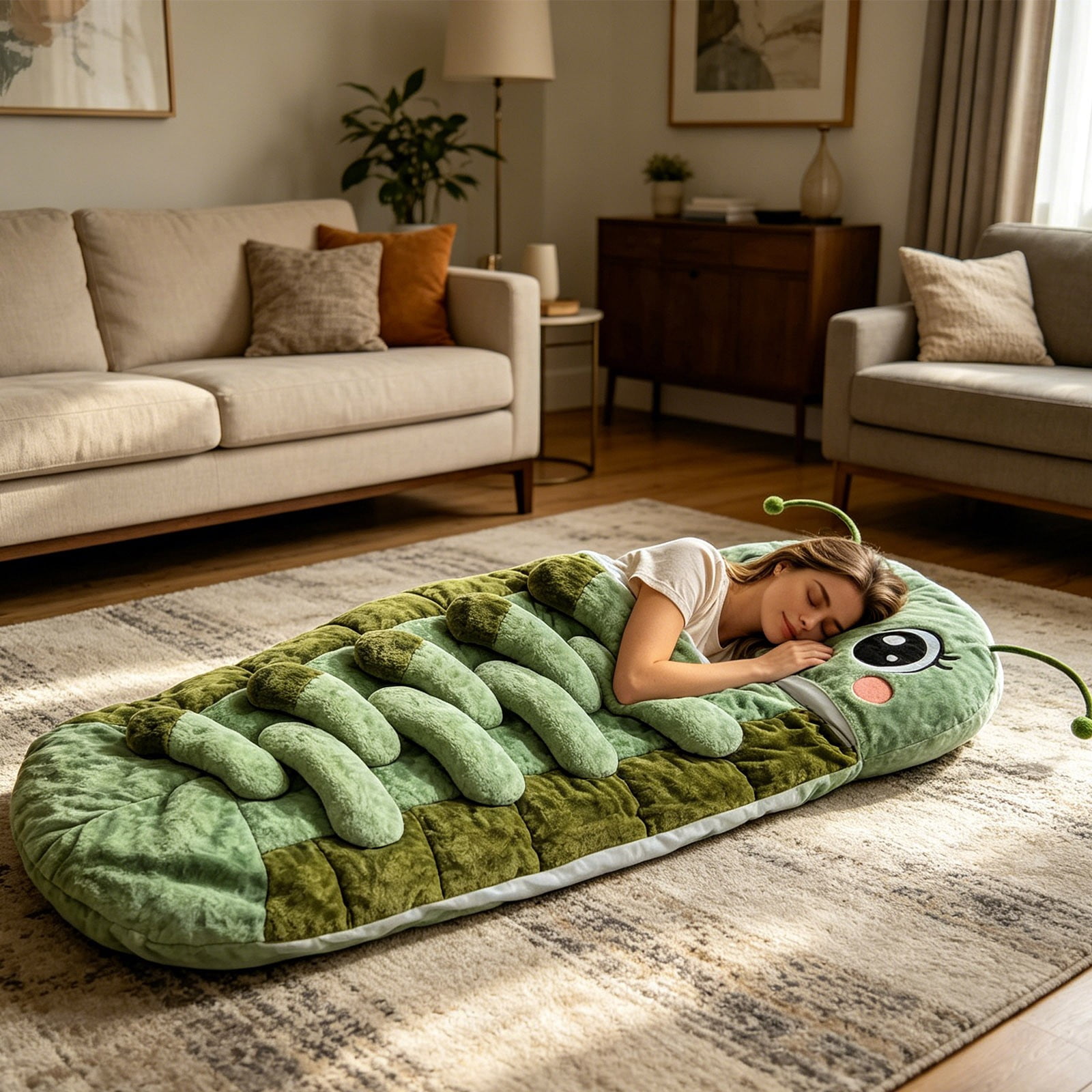 Hugging Sleeping Bags, Plush Cocoon Sleeping Bag, Pull Cord Sleeping Bag, Full Body Plush Lounger, Indoor Cozy Reading Nest, Animal Sleeping Bags for Adults