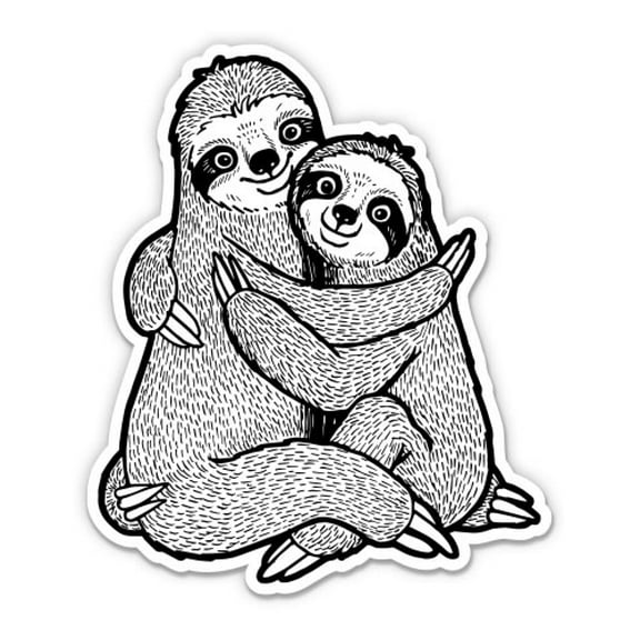 Hugging Sloths - 3" Vinyl Sticker - For Car Laptop Water Bottle Phone - Waterproof Decal
