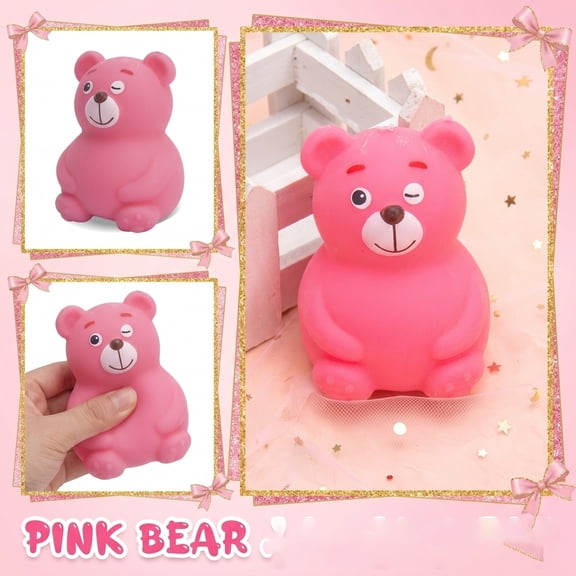 Hugging Strawberry Bear Squishy Fidget Toys for Adults Slow Rising TPRA Sensory Gadget Detailed Animal Silhouette Office Desk Accessory Rebound Pressure Relief Tool 1 Pack
