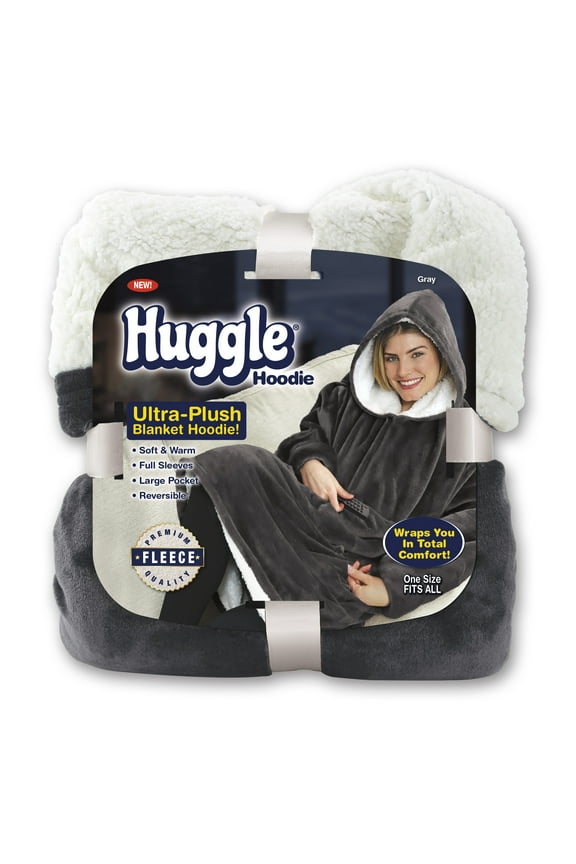 Blanket Hoodie, Ultra Plush Blanket, Wearable Blanket for Men and Women, One Size, Grey