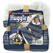 Huggle Blanket Hoodie, Ultra Plush, Unisex Wearable Blanket, Blue Nordic, One Size