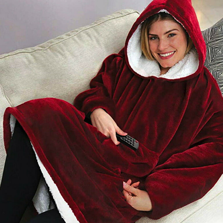 Huggle Hoodie, Ultra Plush Hooded Blanket Robe, Premium Fleece, PLAID , As  Seen on TV 