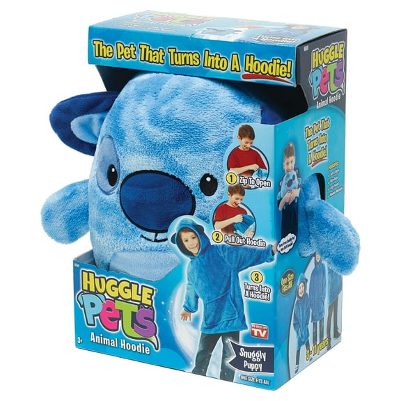 Huggle Pets Blue Puppy Animal Hoodie Sweatshirt and Plush Toy, As Seen on TV