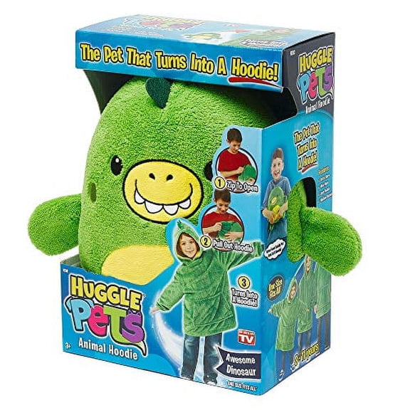 Huggle Pets Green Dinosaur Animal Hoodie Sweatshirt and Plush Toy, As Seen on TV