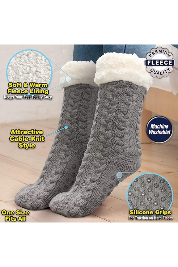 Huggle Unisex Slipper Socks, Non-Slip, Plush, Indoor Warm