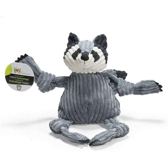 HuggleHounds Knotties Dog Toys For Large Dogs - Plush Dog Toy For Aggressive Chewers - Squeaky Interactive Puppy Toys - Soft Yet Tough, Durable Stuffed Pet Chew Toy For All Breedss | Large Raccoon