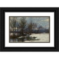 thumbnail image 1 of Hugh Bolton Jones 18x13 Black Ornate Wood Framed Double Matted Museum Art Print Titled - Winter Landscape (19th Century), 1 of 5