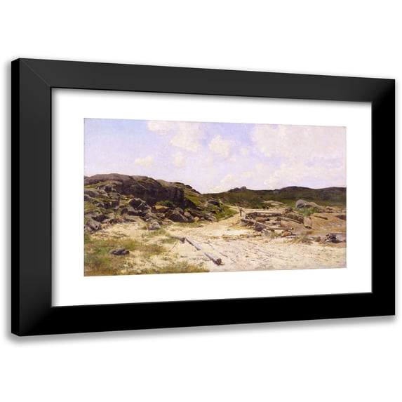 Hugh Bolton Jones 24x16 Black Modern Framed Museum Art Print Titled - Lighthouse Beach, Annisquam (ca. 1887)