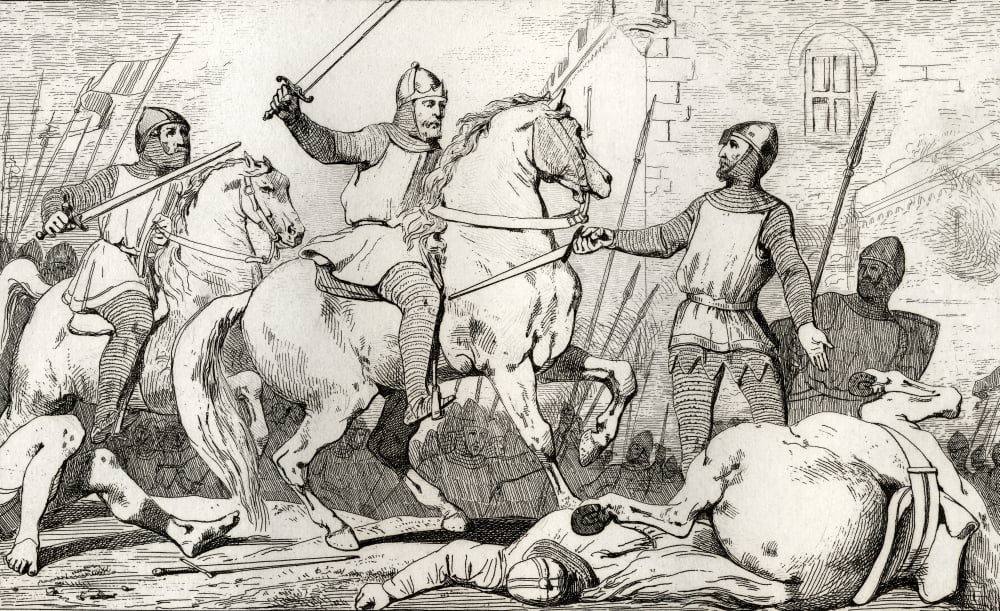 Hugh Capet 941 To 996 Captures Charles De Lorraine From Histoire De France By Colart Published Circa 1840 Canvas Art - Ken Welsh Design Pics (19 x 11)