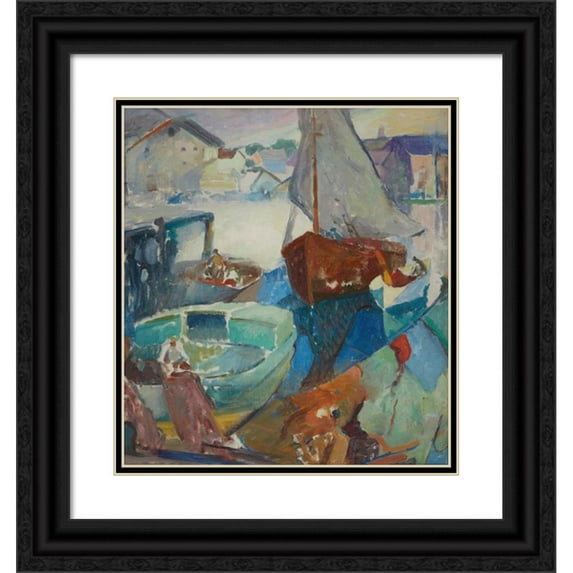 Hugh Henry Breckenridge 15x16 Black Ornate Wood Framed Double Matted Museum Art Print Titled - The Return of the Fishing Boat