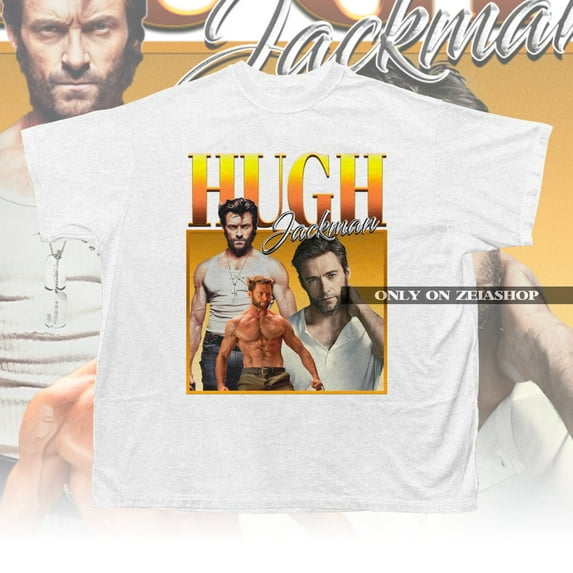Hugh Jackman Retro 90s Shirt - Hugh Jackman T-shirt, Fan Gift Tee, White Color, Size L