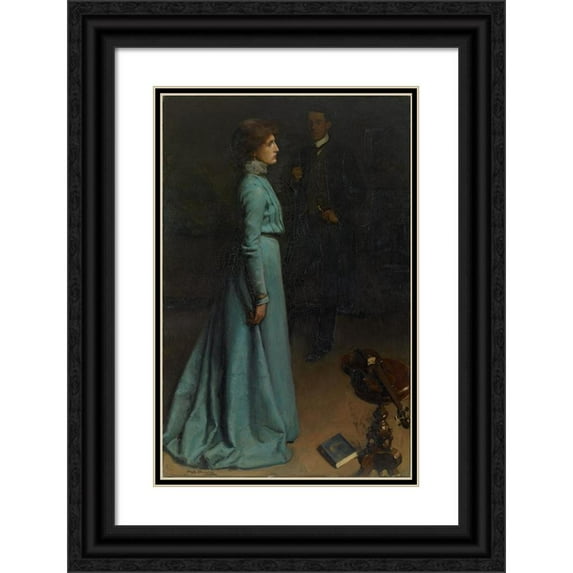 Hugh Ramsay 17x24 Black Ornate Framed Double Matted Museum Art Print Titled: The Lady in Blue (Mr and Mrs J S Macdonald) (1902)