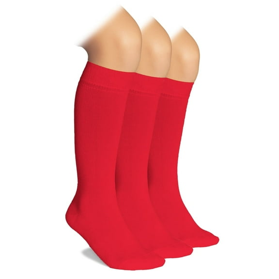 Hugh Ugoli Kids Breathable Bamboo Knee High Socks, Red, 3-Pack