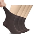 thumbnail image 1 of Hugh Ugoli Men's Loose Diabetic Ankle Socks Bamboo, Wide, Thin, Seamless Toe and Non-Binding Top, 4 Pairs, Brown, Shoe Size: 11-13, 1 of 5