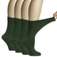 thumbnail image 1 of Hugh Ugoli Women's Bamboo Diabetic Crew Socks, Thin, Loose Fit, Soft, Wide Stretchy, Seamless Toe, 4 Pairs, Army Green, Shoe Size: 9-12, 1 of 5