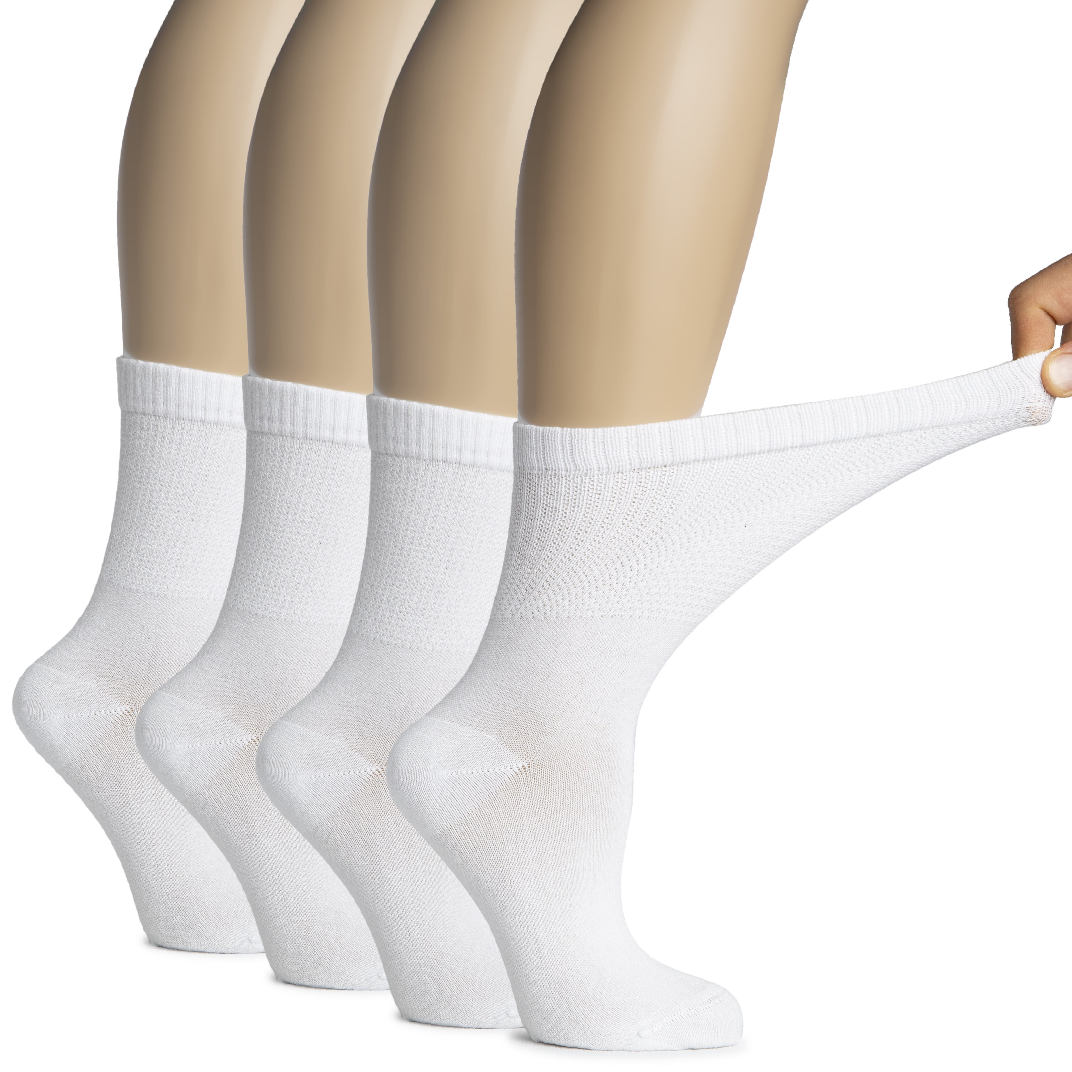 Extra Wide Sock Company Unisex Loose Fit Crew Socks White Large | Mar-Lou Shoes