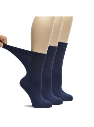 3 Pairs Womens Non Elastic Loose Grip Diabetic Socks Ladies Soft Wide Top  Socks
