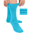 thumbnail image 1 of Hugh Ugoli Women's Bamboo Thin Dress Socks Crew Business Casual, 3 Pairs, Blue Curacao, Shoe Size: 6-9, 1 of 5