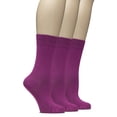 thumbnail image 1 of Hugh Ugoli Women's Bamboo Thin Dress Socks Crew Business Casual, 3 Pairs, Fuchsia, Shoe Size: 9-12, 1 of 5
