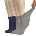 thumbnail image 1 of Hugh Ugoli Women's Cotton Diabetic Ankle Socks, 4 Pairs, L.Gray / Navy Blue, Shoe Size: 10-12, 1 of 8