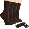 thumbnail image 1 of HUGH UGOLI Women's Cotton Dress Socks for Business and Trouser, Thin Crew Socks, Seamless Toe, 4 Pairs with Luxury Gift Box, Dark Brown, Shoe Size: 8-11, 1 of 6