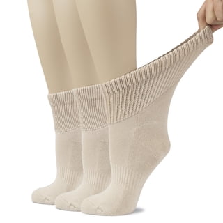 Women's Semi-Cushion Cotton Diabetic Ankle Socks, 3 Pairs