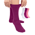 thumbnail image 1 of Hugh Ugoli Women's Lightweight Soft Thin Bamboo Crew Dress Socks Business Casual, 3 Pairs, Fuchsia/White/Pink, Shoe Size: 9-12, 1 of 7