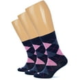 thumbnail image 1 of Hugh Ugoli Womens Cotton Argyle Socks | Fun Colorful Women's Crew Socks, 3 Pairs, Marine/Navy Blue, Shoe Size: 6-9, 1 of 4