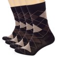 thumbnail image 1 of HUGH UGOLI Women's Cotton Argyle Crew Socks | Fun Colorful, Patterned Trouser or Dress Socks, 4 Pairs, Black, Shoe Size: 9-12, 1 of 4
