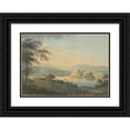 thumbnail image 1 of Hugh William Williams 14x11 Black Ornate Wood Framed Double Matted Museum Art Print Titled: View of the Town and Castle of Dumbarton (1795), 1 of 5