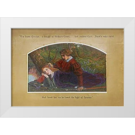 Hughes, Arthur 32x23 White Modern Wood Framed Museum Art Print Titled - Enid and Geraint